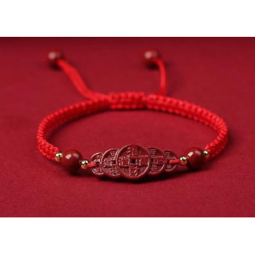 紫金硃砂納財錢幣手鍊 (招財/開運/保平安)