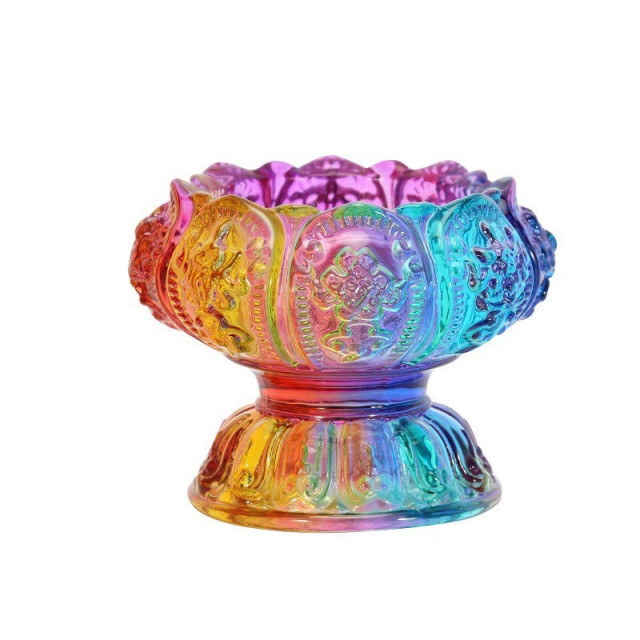 琉璃八彩吉祥蓮花燈座